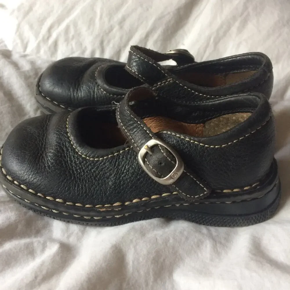 Born Girls’ Maryjane Shoes Black Leather Size 7.5 Toddler